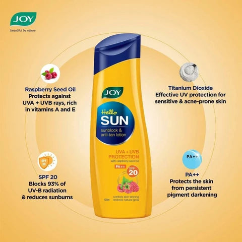 JOY HELLO SUN BLOCK ANTI-TAN SUNSCREEN LOTION SPF 20 PA++